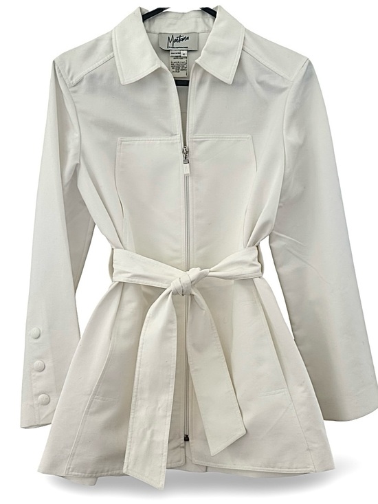 Claude Montana Jackets & Blazers - CLAUDE MONTANA White Zip-Front Belted Jacket